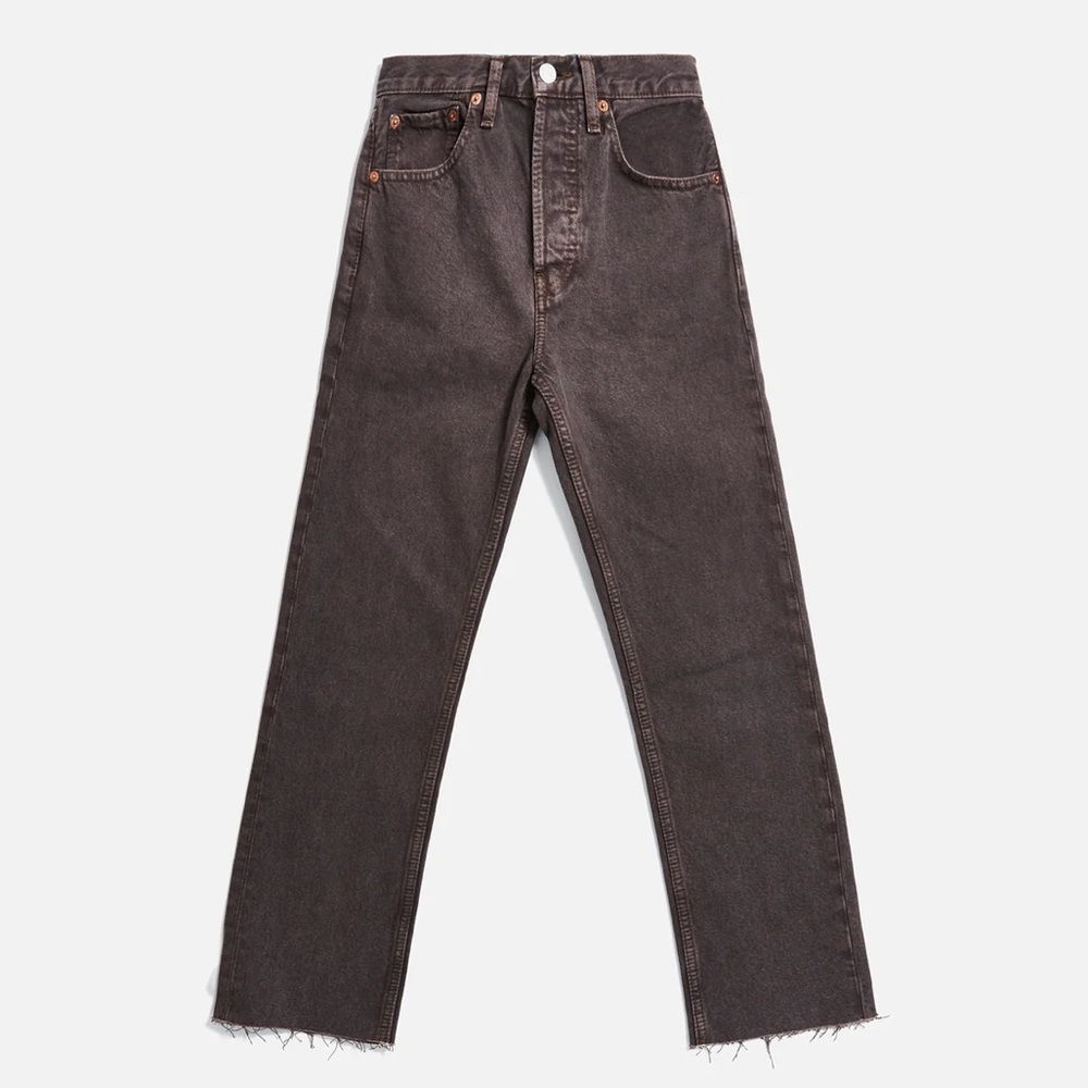 NWT Redone Washed Chocolate 70s Stove Pipe denim, size 27